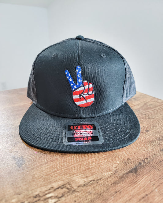 American Flag Peace Flat Bill